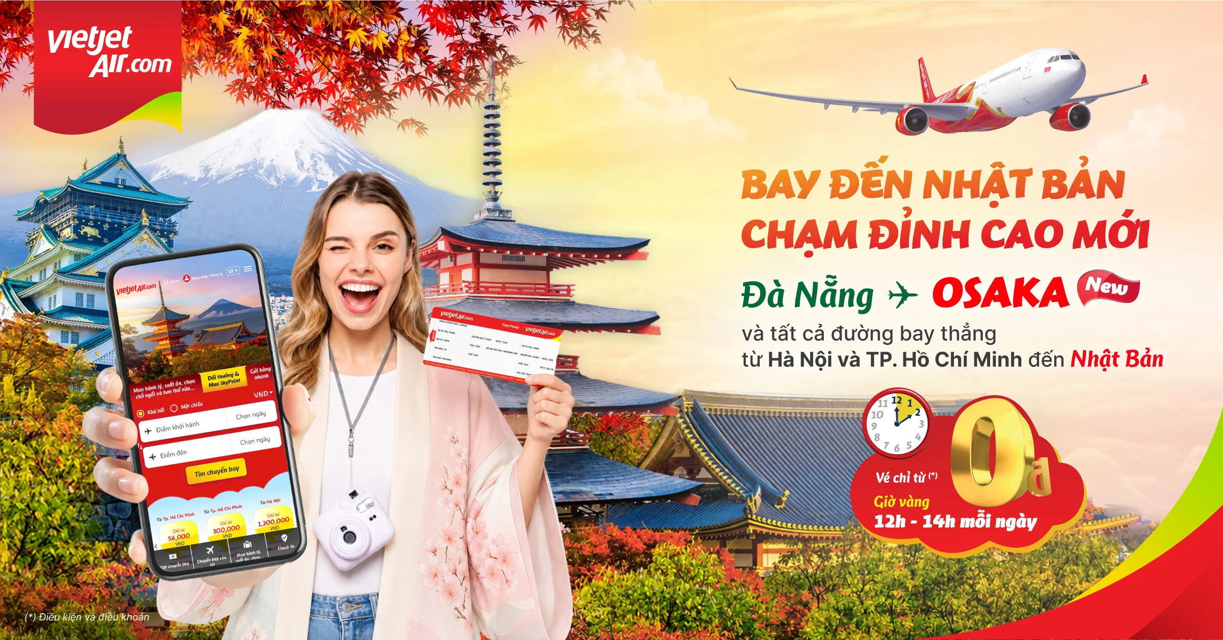 Vé máy bay Đà Nẵng đi Osaka